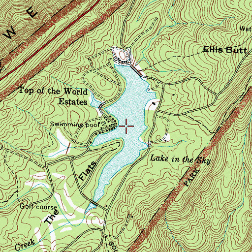 Topographic Map of Lake in the Sky, TN