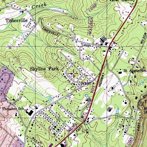 Topographic Map of Skyline Park, TN
