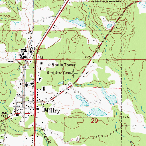 Topographic Map of Smiths Cemetery, AL