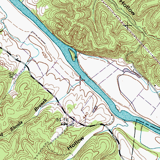 Topographic Map of Slanting Shoals Branch, TN