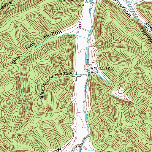 Topographic Map of Slat Fence Hollow, TN