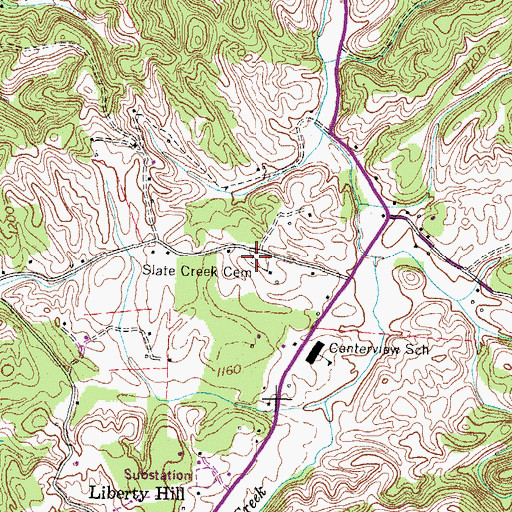 Topographic Map of Slate Creek Cemetery, TN