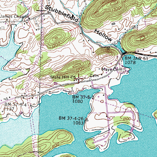 Topographic Map of Slate Hill Church, TN