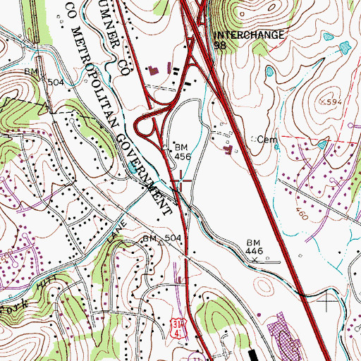 Topographic Map of Slaters Creek, TN