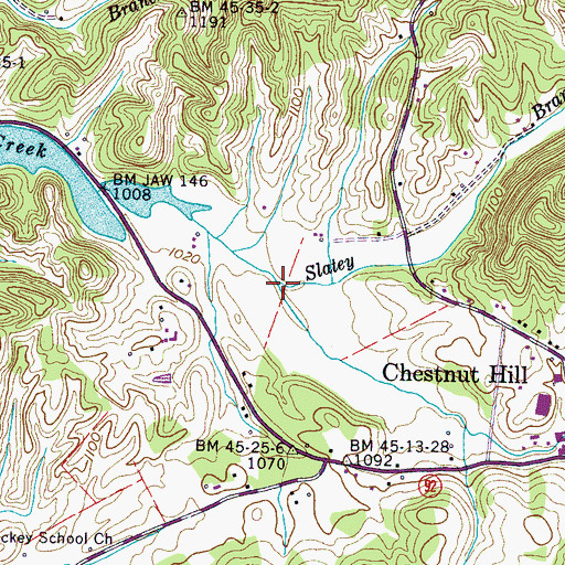 Topographic Map of Slatey Branch, TN