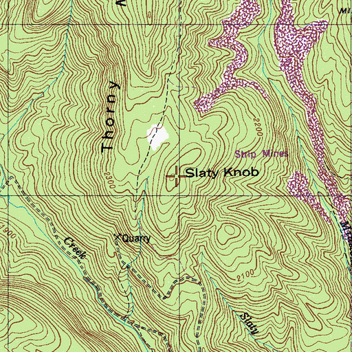 Topographic Map of Slaty Knob, TN
