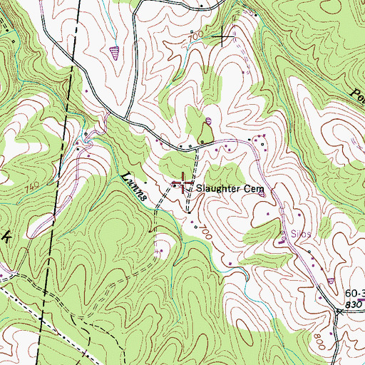 Topographic Map of Slaughter Cemetery, TN