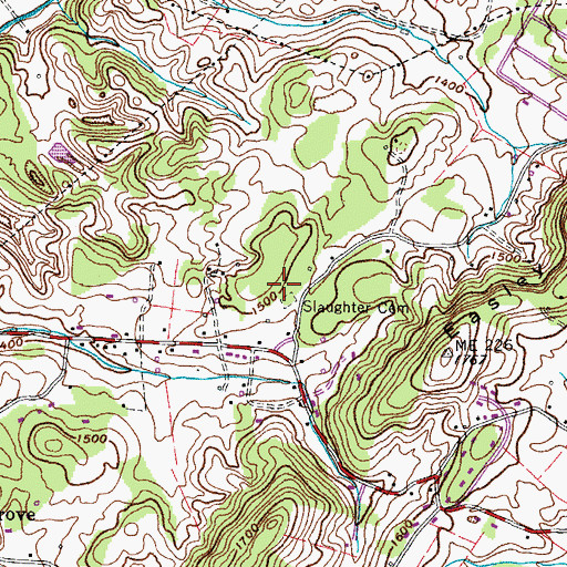 Topographic Map of Slaughter Cemetery, TN