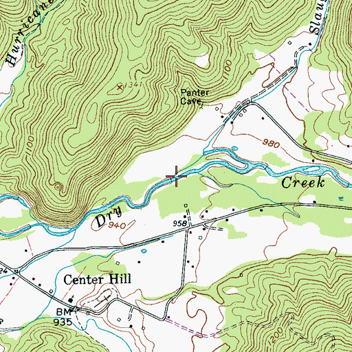 Topographic Map of Slaughter Cove Creek, TN