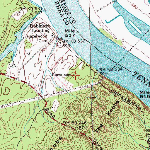 Topographic Map of Slave Cemetery, TN