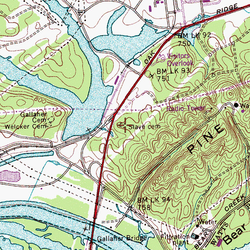 Topographic Map of Slave Cemetery, TN