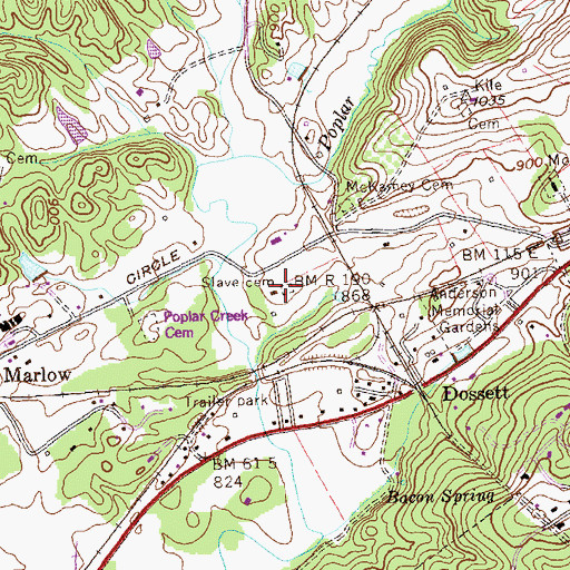 Topographic Map of Slave Cemetery, TN
