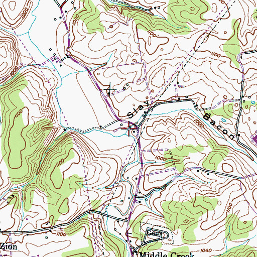 Topographic Map of Slay Bacon Hollow, TN