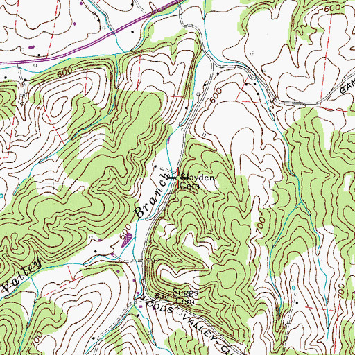Topographic Map of Slayden Cemetery, TN