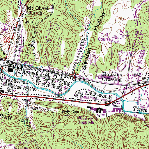 Topographic Map of Slayden Hollow, TN