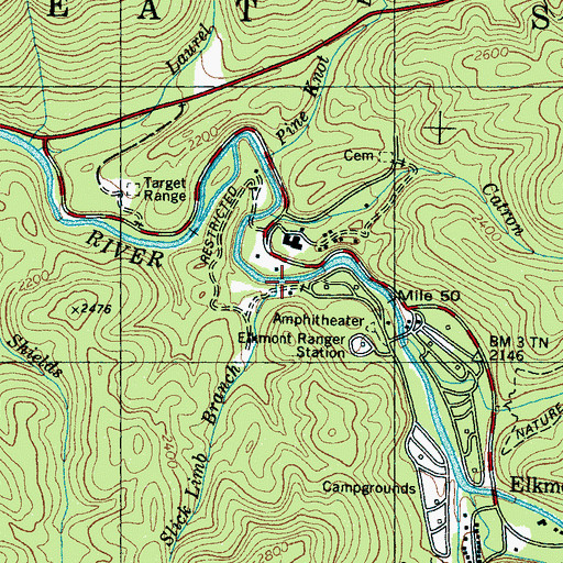 Topographic Map of Slick Limb Branch, TN