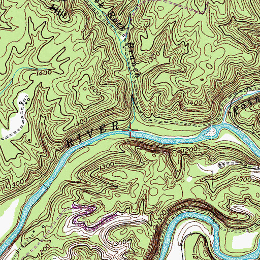 Topographic Map of Slick Rock Branch, TN