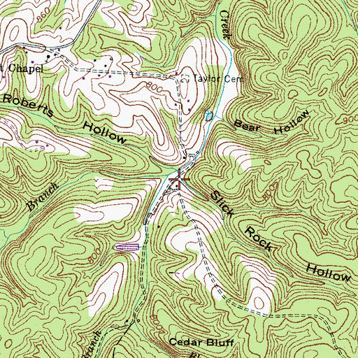 Topographic Map of Slick Rock Hollow, TN