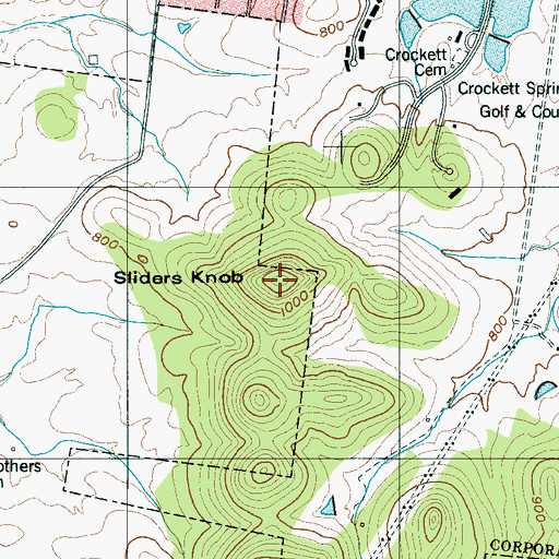 Topographic Map of Sliders Knob, TN