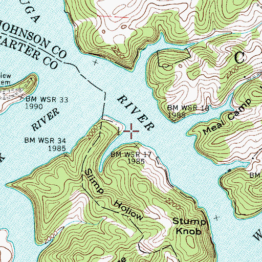 Topographic Map of Slimp Hollow, TN