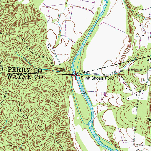 Topographic Map of Slink Shoals Ford, TN