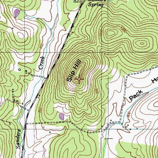 Topographic Map of Slip Hill, TN