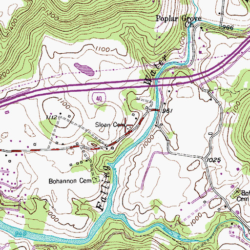 Topographic Map of Sloan Cemetery, TN