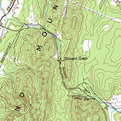 Topographic Map of Sloan Gap, TN