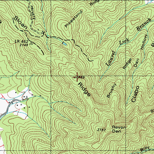 Topographic Map of Sloan Ridge, TN