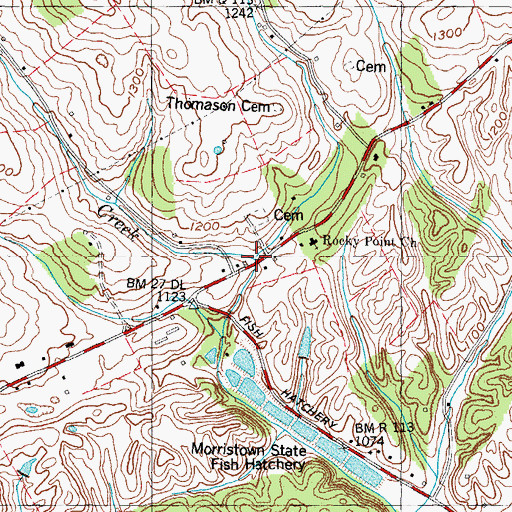 Topographic Map of Slop Branch, TN