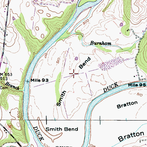 Topographic Map of Smith Bend, TN