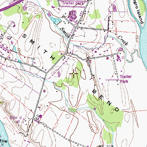 Topographic Map of Smith Bend, TN