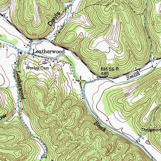 Topographic Map of Smith Branch, TN