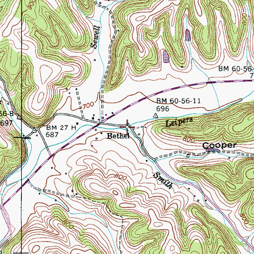 Topographic Map of Smith Branch, TN
