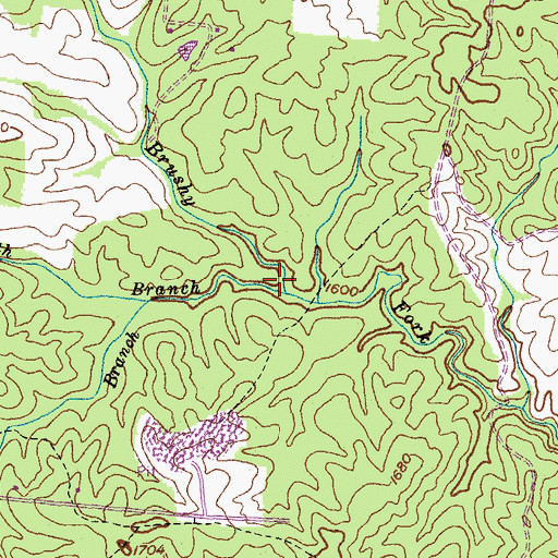 Topographic Map of Smith Branch, TN