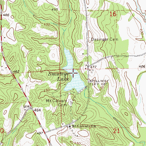Topographic Map of Smuteye Lake, AL