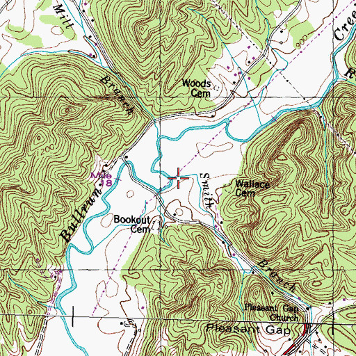 Topographic Map of Smith Branch, TN