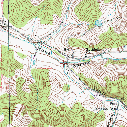 Topographic Map of Smith Branch, TN