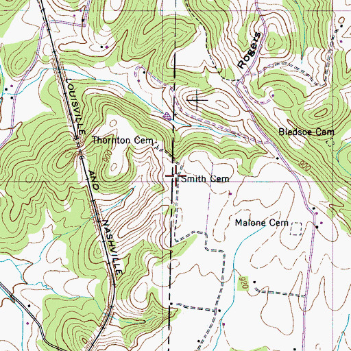 Topographic Map of Smith Cemetery, TN