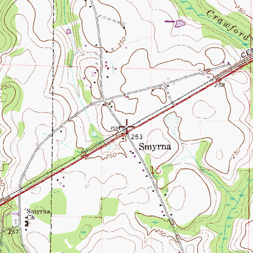 Topographic Map of Smyrna, AL