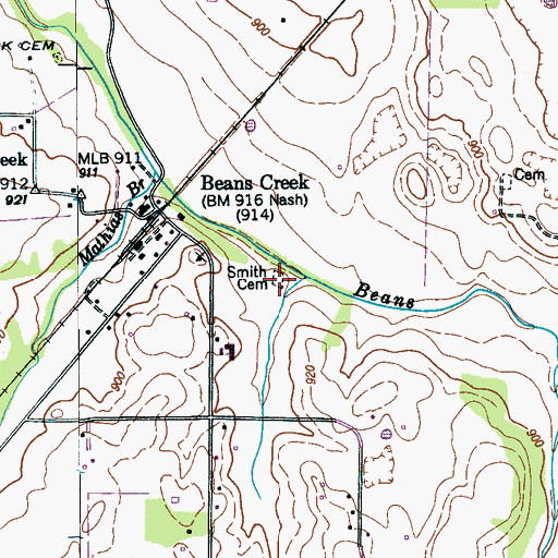 Topographic Map of Smith Cemetery, TN