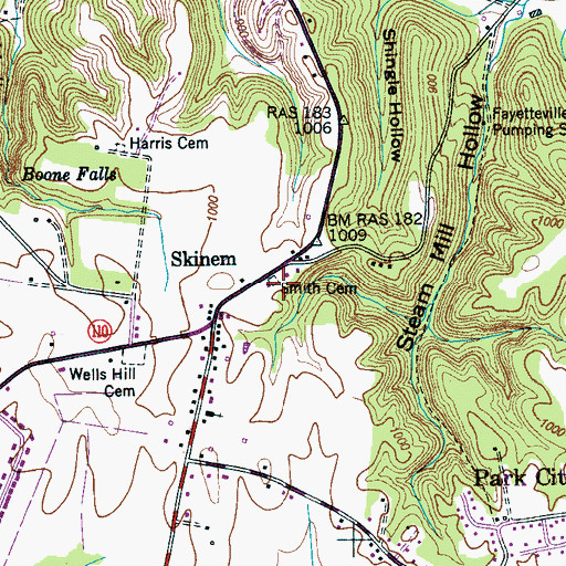 Topographic Map of Smith Cemetery, TN