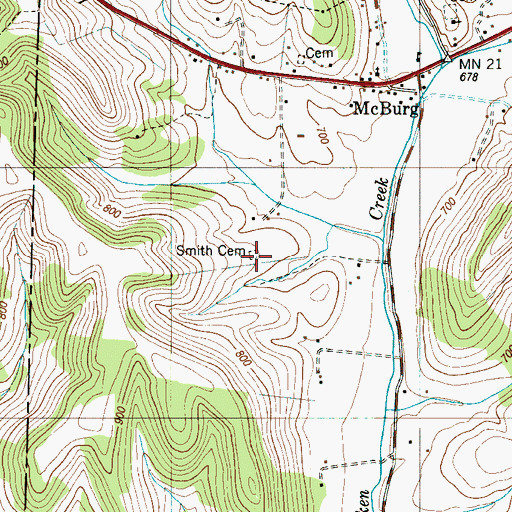 Topographic Map of Smith Cemetery, TN