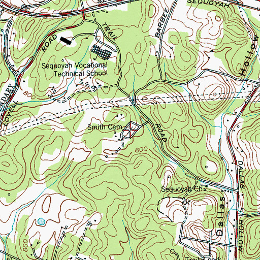 Topographic Map of Smith Cemetery, TN