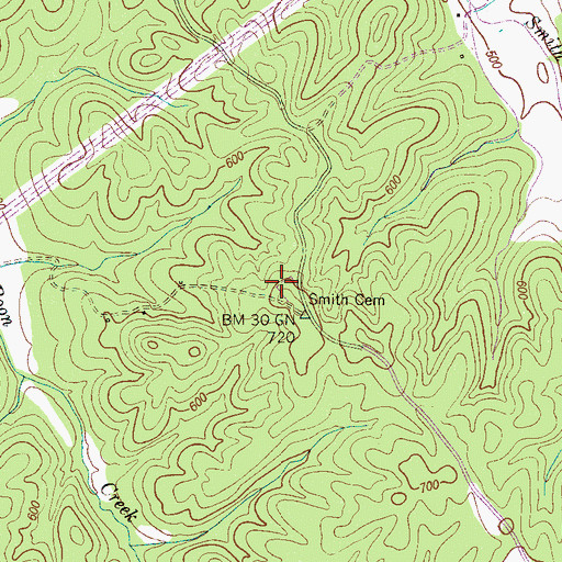 Topographic Map of Smith Cemetery, TN