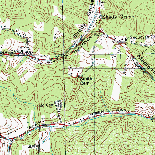 Topographic Map of Smith Cemetery, TN
