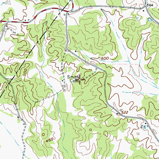 Topographic Map of Smith Cemetery, TN