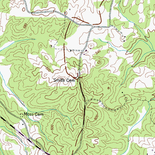 Topographic Map of Smith Cemetery, TN