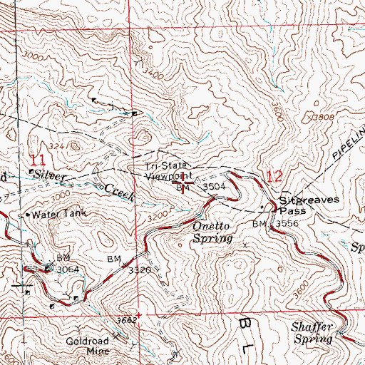 Topographic Map of Tri-State Viewpoint, AZ