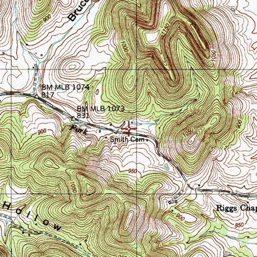 Topographic Map of Smith Cemetery, TN